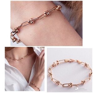 Link Necklace and bracelet set 14k rose gold